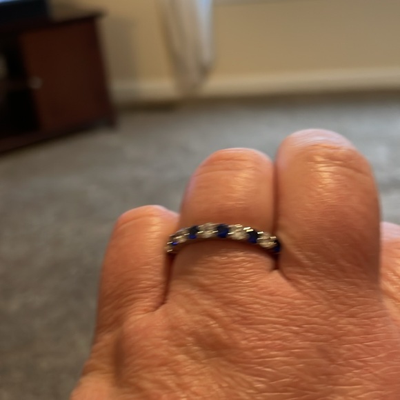Sapphire and clear eternity ring Size 10 - Picture 7 of 8